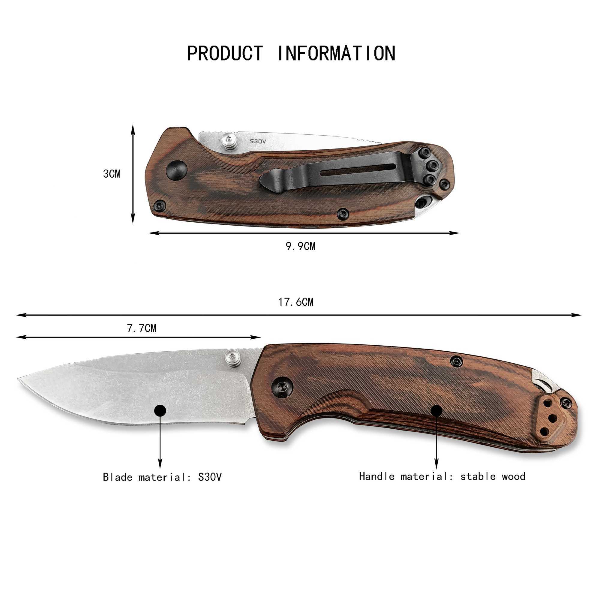 Knife 15031 Hunt North Fork BM couteau utilitaire pliant tactique Camping EDC outils chasse survie couteau de poche manche en bois couteau de sauvetage