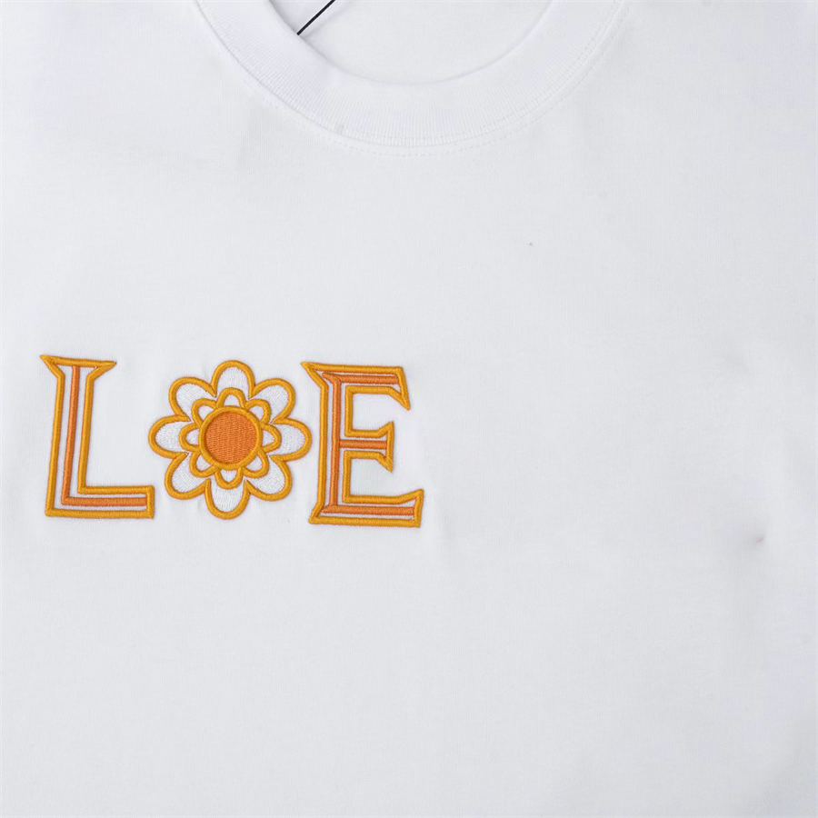 Koszulka męska europejska i amerykańska minimalistyczna klasyczna klasyczna okrągła szyja słonecznik słonecznikowy haft litery luźne i wszechstronne