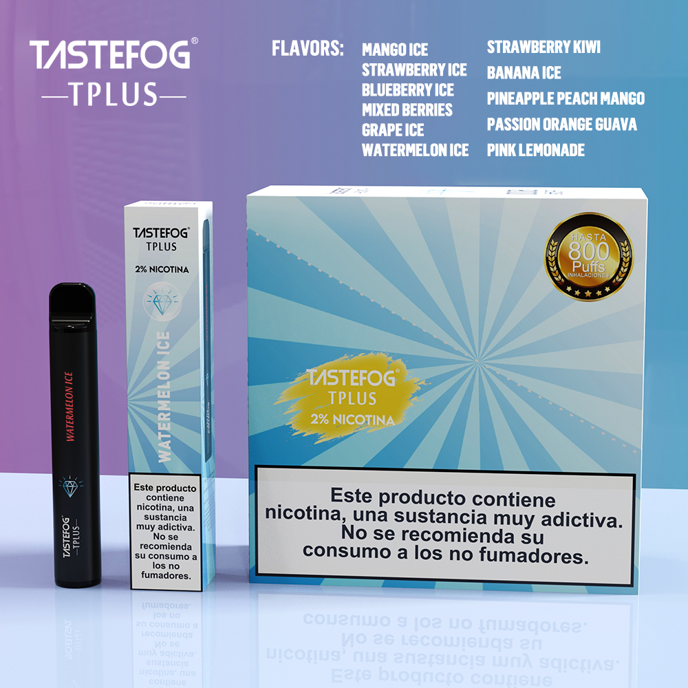 Tastefog Tplus 800 Puffs Wegwerp Vape goedkope prijs e sigarettendampers met Spaans pakket