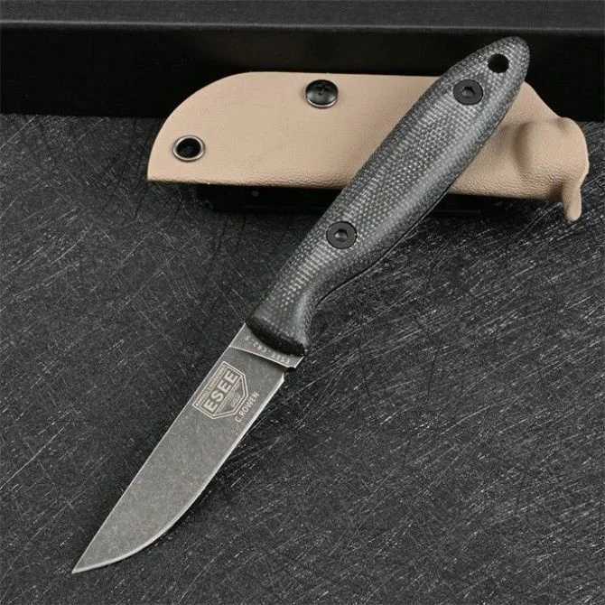 Messer Stonewashed DC53 Stahl Feste Klinge Selbstverteidigung ESEE Outdoor Survival Jagdmesser EDC Taktische Militärausrüstung mit Kydexscheide