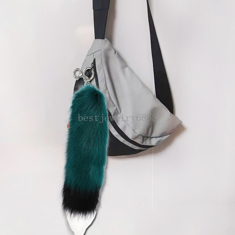 Pluszowe sztuczne futra wisiorek Puszysty sztuczny lis ogonowy Kobiety Kobiety luksusowe torebki wiszące ozdoby dekoracje