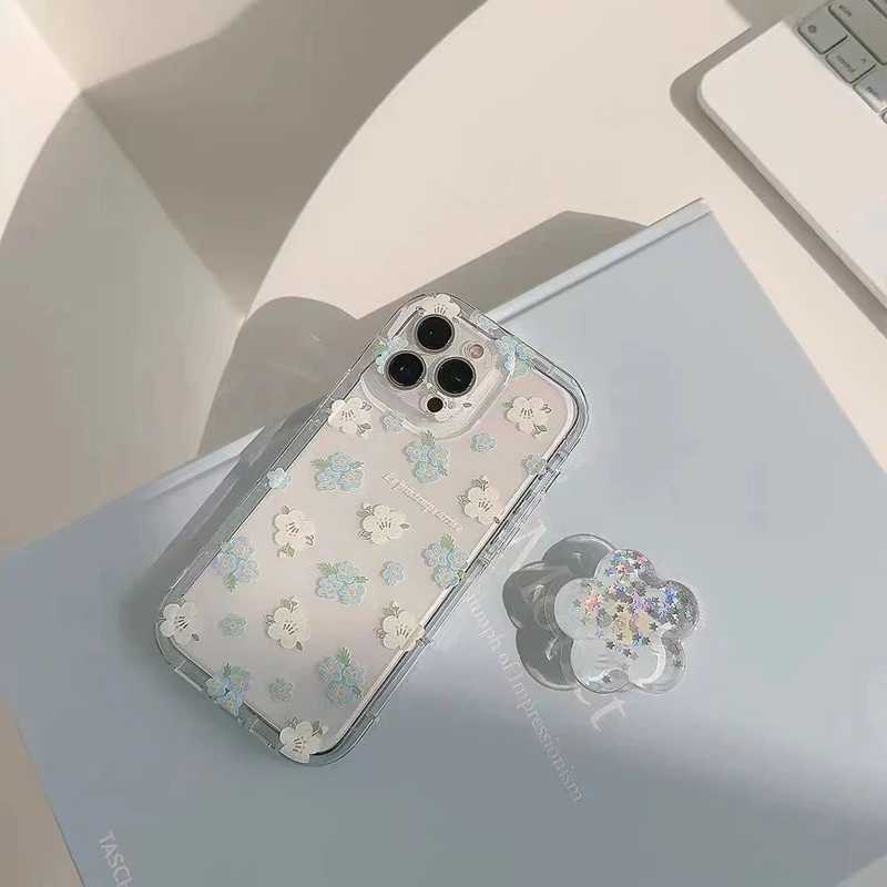 Cell Phone Cases For Samsung Galaxy Note 20 Ultra 10 S23 S22 S21 FE S20 S10 Plus M11 M12 A30 A10 Flower Quicksand Grip Tok Holder Soft Phone CaseL240105