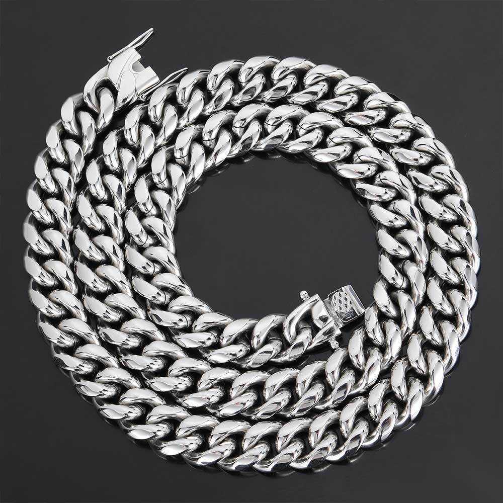 Necklaces Hip Hop Stainless Head Buckle Round Grind Encrypted Cuban Chain Fashion Brand Men's Titanium Steel Necklace