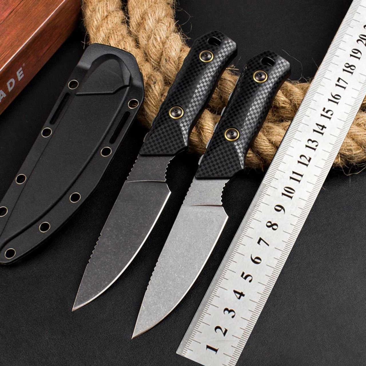 Knife BM 15600 Raghorn Fixed Blade EDC HUNTER Knives D2 Stonewashed Blade Survival Tactical Combat Knife Camping Self Defense Tools