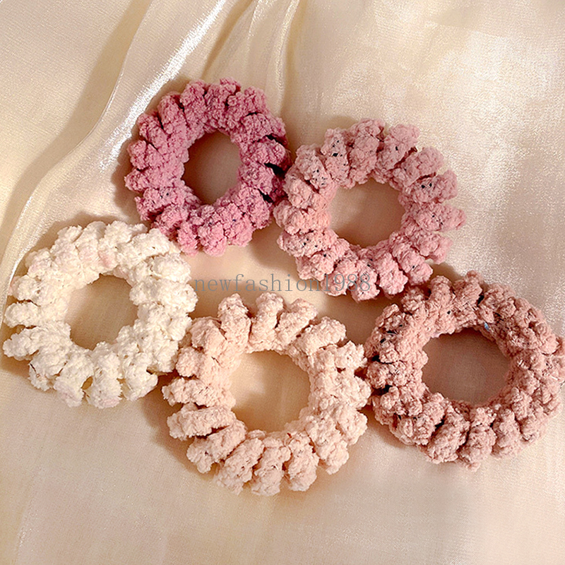 Plush Elastic Hair Bands Women Winter Flocked Spiral Hair Ties Ponytail Holder Coil Hair Rope Headwear Hair Accessories