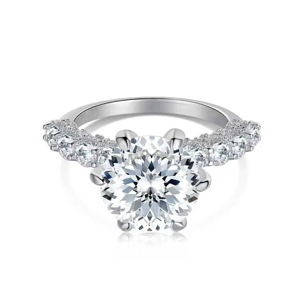 Bandringen 5CT Luxe Echte Moissanite Diamond Cluster Women Ring 100% Sterling S925 Wedding Betrokkenheid Half Eeuwigheid Ringen Fijne juwelier240105