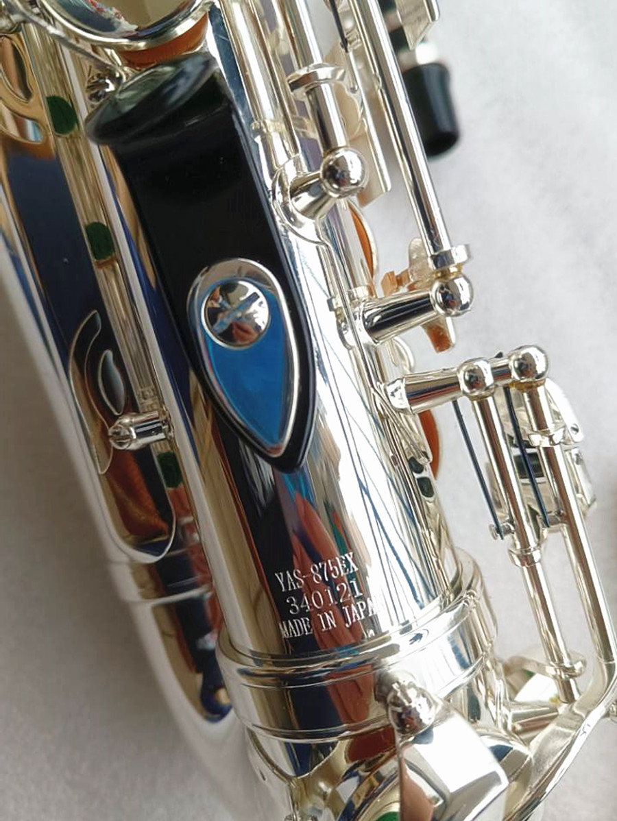 Helt ny högkvalitativ professionell altsaxofonmärke YAS-875EX Model Silvery Black Golden Alto Sax med fodral