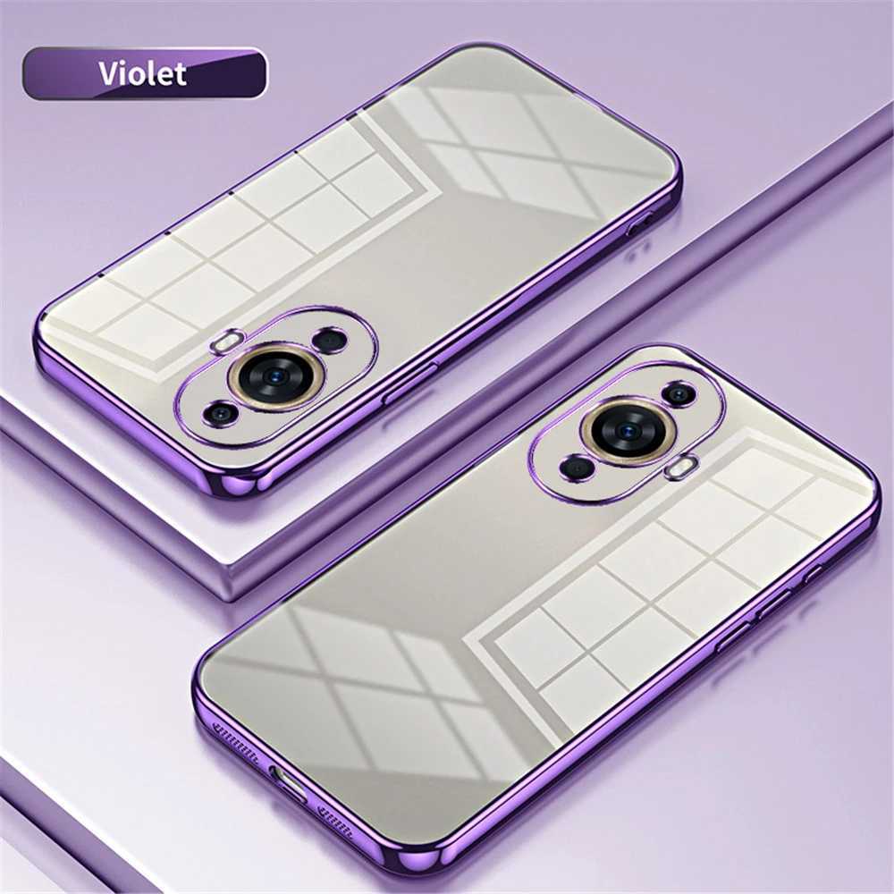 Cell Phone Cases Nova 11 Plating Case Transparent Shockproof Cover For Huawei Nova 11 Pro 7i 8i 9 10 SE Pro Y90 5T Phone Case Soft Capa Nova11L240105