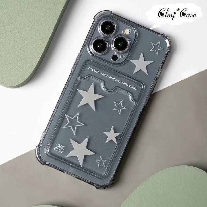 Custodie cellulari Clmj Porta carte Star Custodia telefono iPhone 11 12 13 Pro Max 14 X XR XS 7 8 Plus Custodia protettiva in silicone morbido Può mettere PhotoL240105