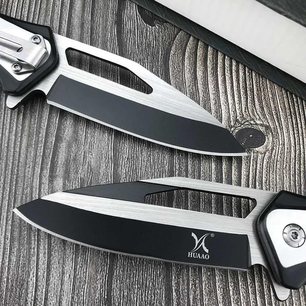 سكين Huaao القتالي زعنفة الشفرة في الهواء الطلق الصيد jackknife edc أدوات التخييم فائدة الدفاع عن النفس التكتيكية قابلة للطي سكين الإنقاذ