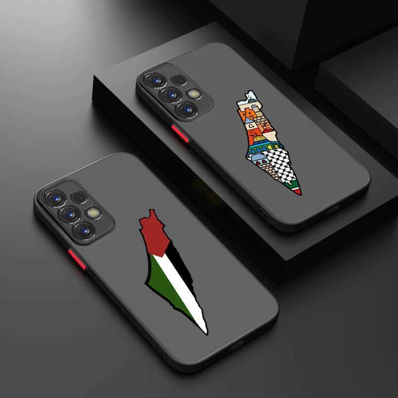 Obudowy telefonu komórkowego E-Embroided Mapa Palestyny ​​Etui dla Samsung S24 S23 S22 S21 S20 Fe S10 S9 Plus Pro 5G Frosted Matter Coverl240105