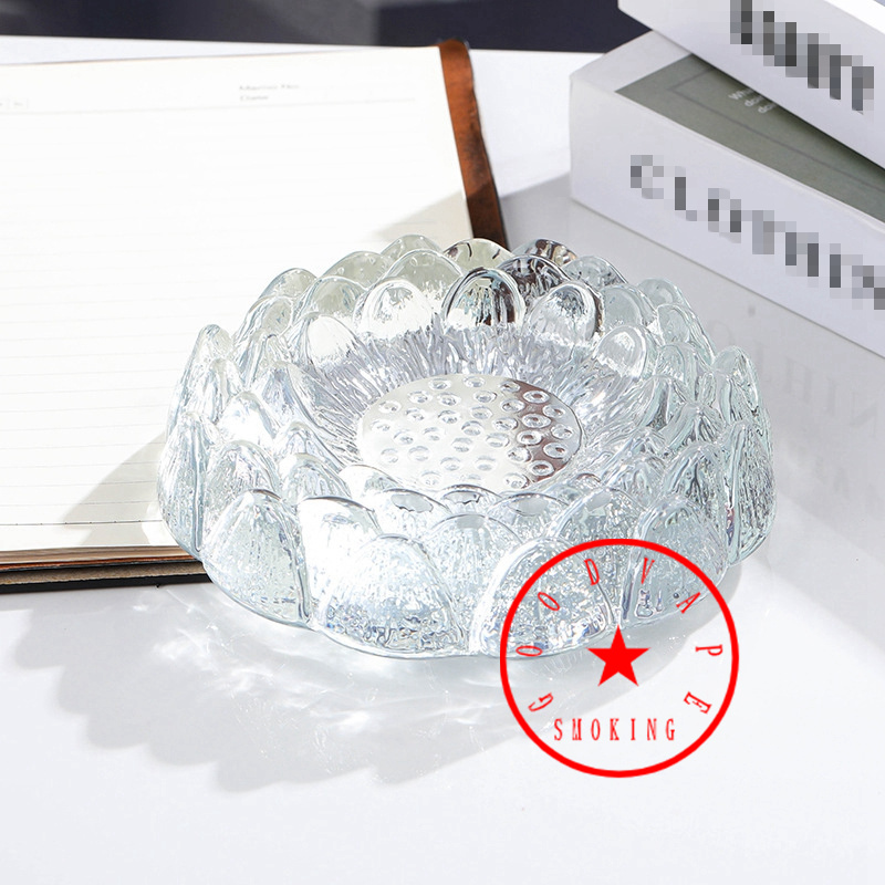 Le plus récent verre de cristal coloré fleur de lotus fumer cendriers de bureau portable innovant herbe tabac cigarette porte-cigare cendres suie joint conteneur cendrier