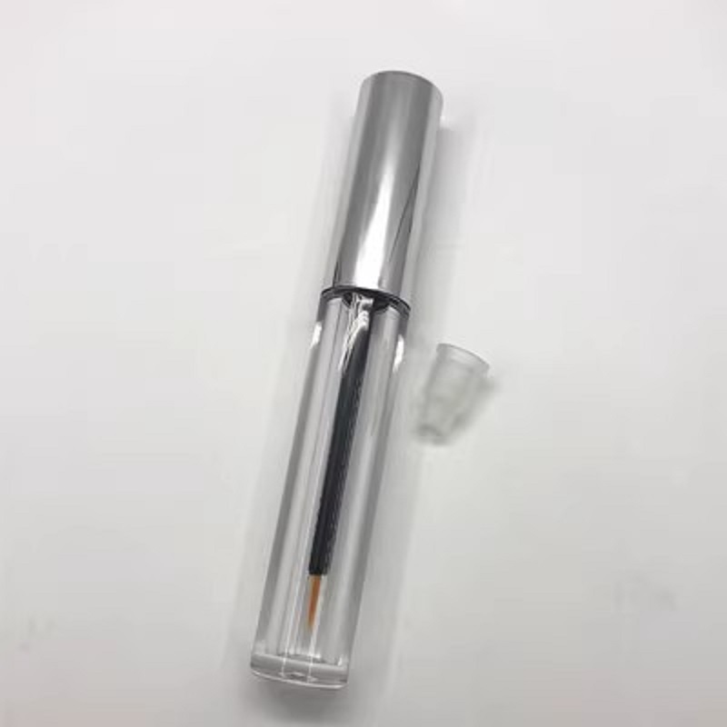 Clear Plastic Tube 3ml Cosmetic Eyelash Packaging Eyeline Refillable Container Lipgloss Tube Shiny Silver Lid Matte Silver Lid With Plug Portable Empty Bottles