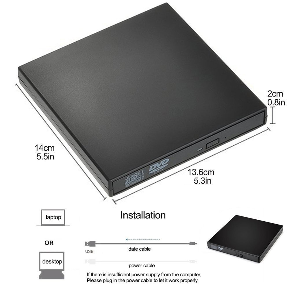 ZK20 USB2.0 Universal Extern CD-RW Burner Driver-Free DVD/CD Reader Player