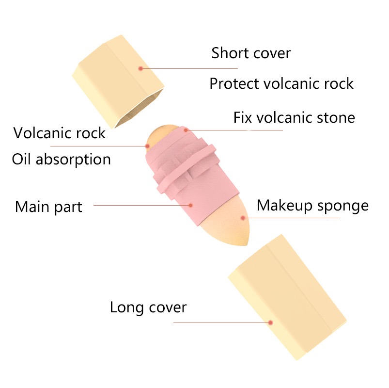 5 Stück 2in1 ölabsorbierender Vulkan-Gesichtsroller, Glanzölkontrolle, wiederverwendbare Vulkanstein- und Bürsten-Gesichtsmassage für weibliche Mädchen, Makup Beauty Tools