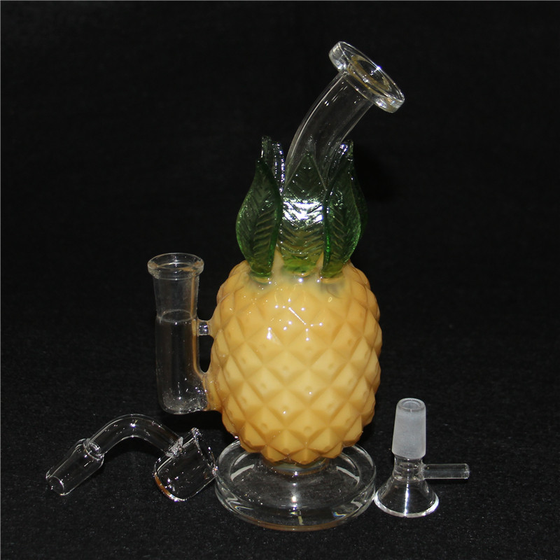 Ananas fruktfärda vattenpipa bongs inline perc rökande vattenrör dabbar riggar 20 cm hög bägare glas bong hopah bubbla olje riggar riggar