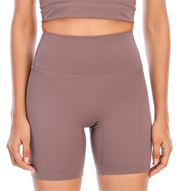 lu-066 Pantaloni da yoga nudi da donna in estate delicati sulla pelle e traspiranti Vita alta 5 cm sollevamento fianchi fitness ciclismo e pantaloncini sportivi attillati lulumon