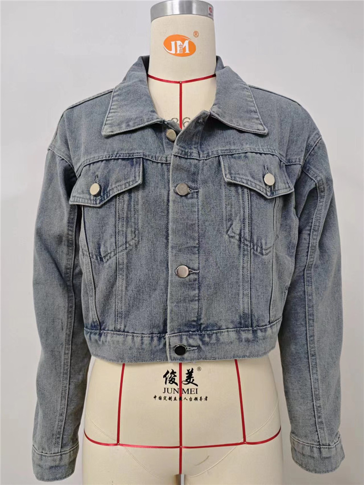 2024 Designer Denim Jacket Women Spring Fall Long Sleeve Denim Coat Fashion Blue Single Breasted Shirt Tops Casual Outwear Bulk Wholesale Clothing 10508