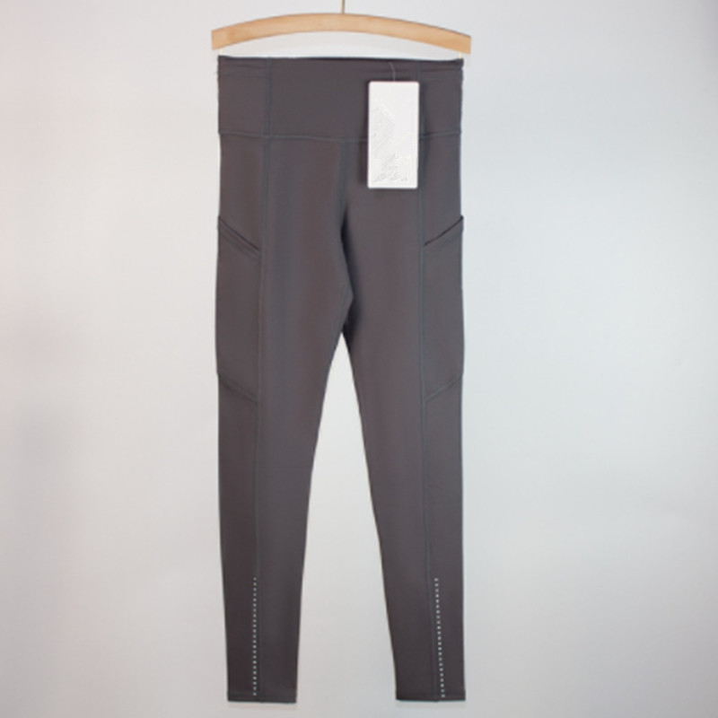 lu-066 Pantaloni da yoga Allinea collant multitasche a vita alta spazzolati su entrambi i lati Corsa in sella con colture a punti riflettenti lulumon