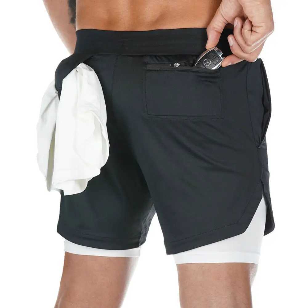 Shorts masculinos shorts de verão shorts de corrida masculino 2 em 1 esportes lento correndo shorts de fitness treinamento secagem rápida calções esportivos masculinos 24325