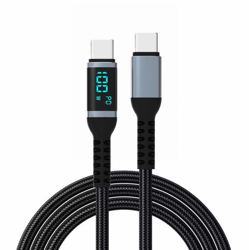 Wyświetlacz LED 100W 60 WSB Type C do USB C Kabel 0,5/1,5/2m dla Huawei iPad Samsung Szybkie ładowarki