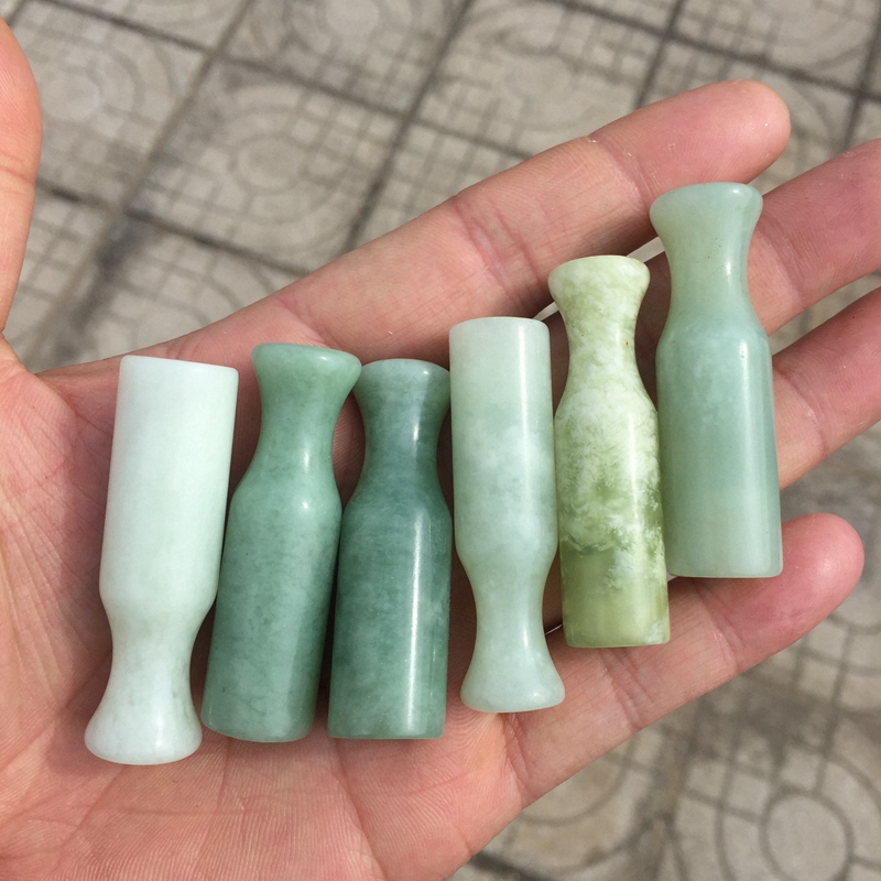 Mini Smoking Colorful Natural Gemstone Filter Pipes Dry Herb Tobacco Cigarette Holder Portable One Hitter Catcher Taster Dugout Handmade Jade Stone Handpipe