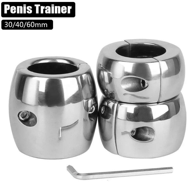 Cockrings brinquedos sexuais para homens anel de bloqueio de galo testículos macas de peso escroto pingente bola pênis trainer contenção aço inoxidável