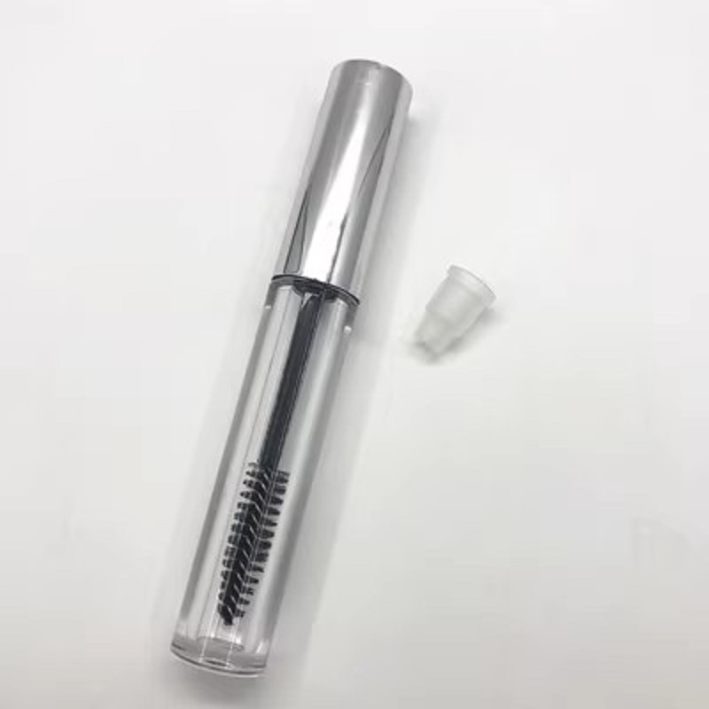 Clear Plastic Tube 3ml Cosmetic Eyelash Packaging Eyeline Refillable Container Lipgloss Tube Shiny Silver Lid Matte Silver Lid With Plug Portable Empty Bottles