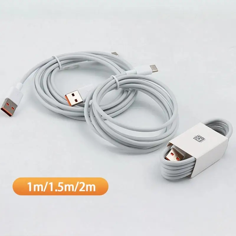 Кабель USB Type C 6A для Samsung S20 S9 S8 Xiaomi Huawei P30 Pro, провод для быстрой зарядки мобильного телефона, белый кабель, зарядка через USB