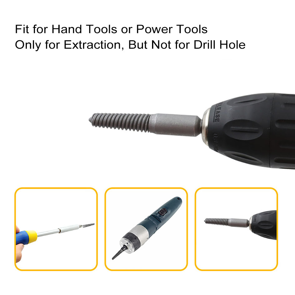 Estrattore viti a testa rotta con gambo esagonale da 5 pezzi Dispositivo di rimozione danneggiato estrarre il set di utensili trapano elettrico