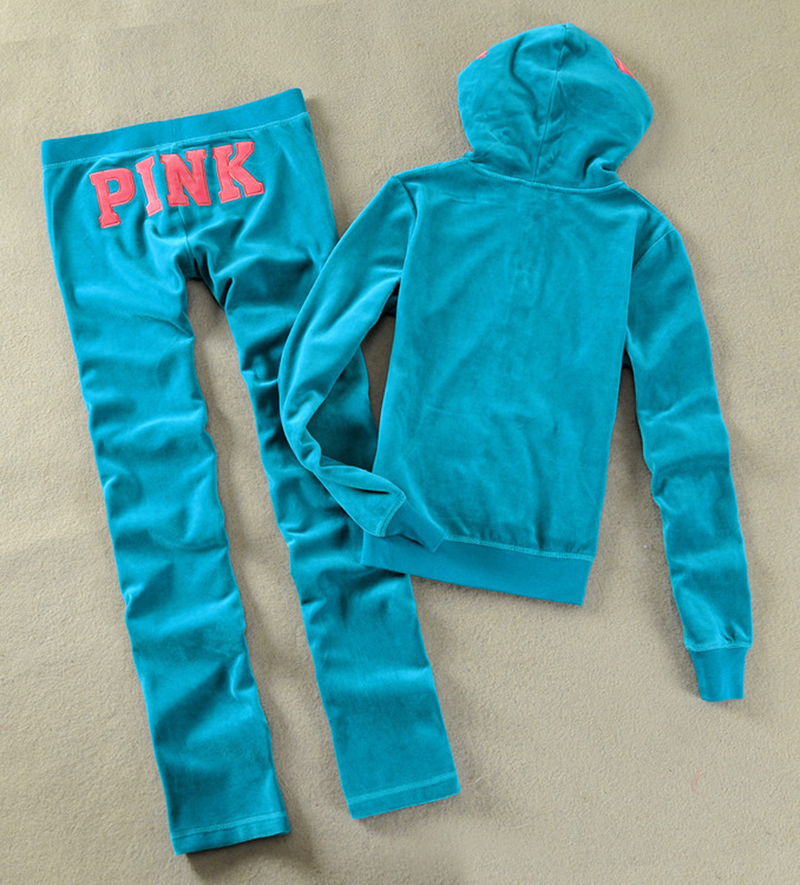 Pink Tracksuit 2024 Women's Hoodies Sweatshirt and Long Pants Set Velours Tracksuit Two Piece Set