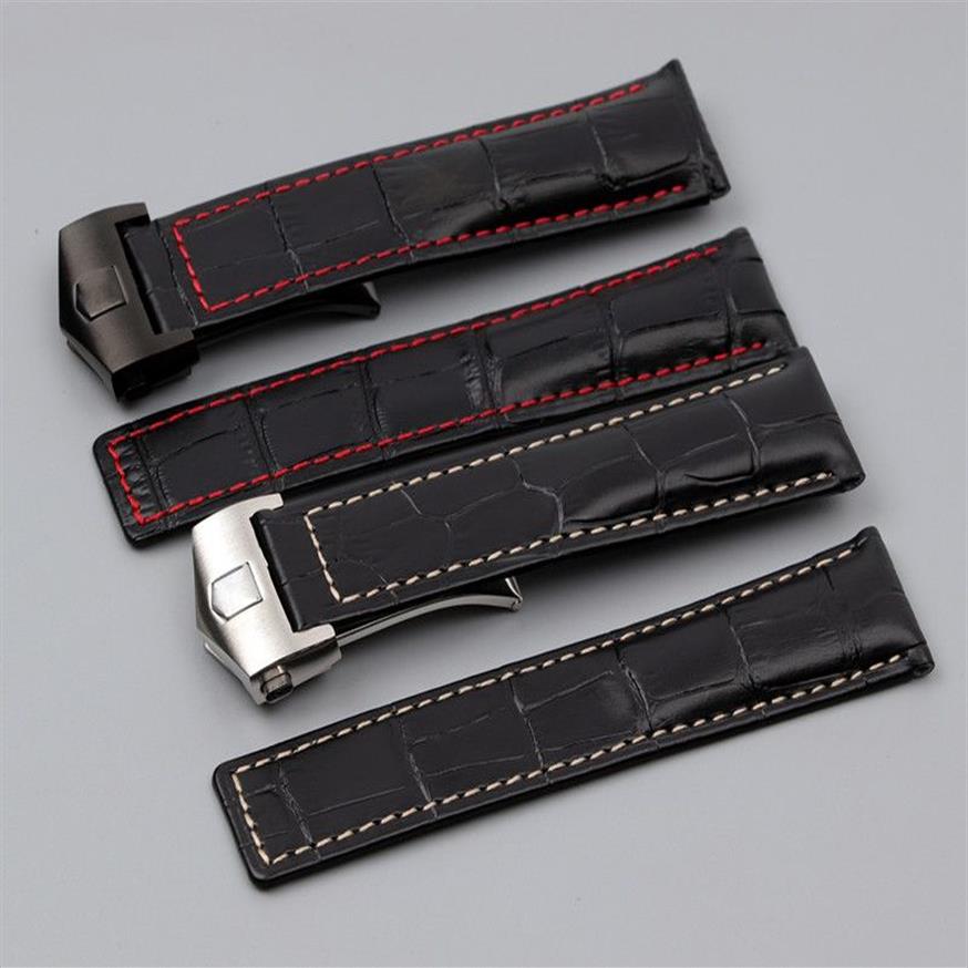 Bracelet de montre pour montres pour hommes 22mm Bracelet de montre de luxe en cuir véritable pour bracelet de montre-bracelet Fit TAG Series avec fermoir déployant bu285o