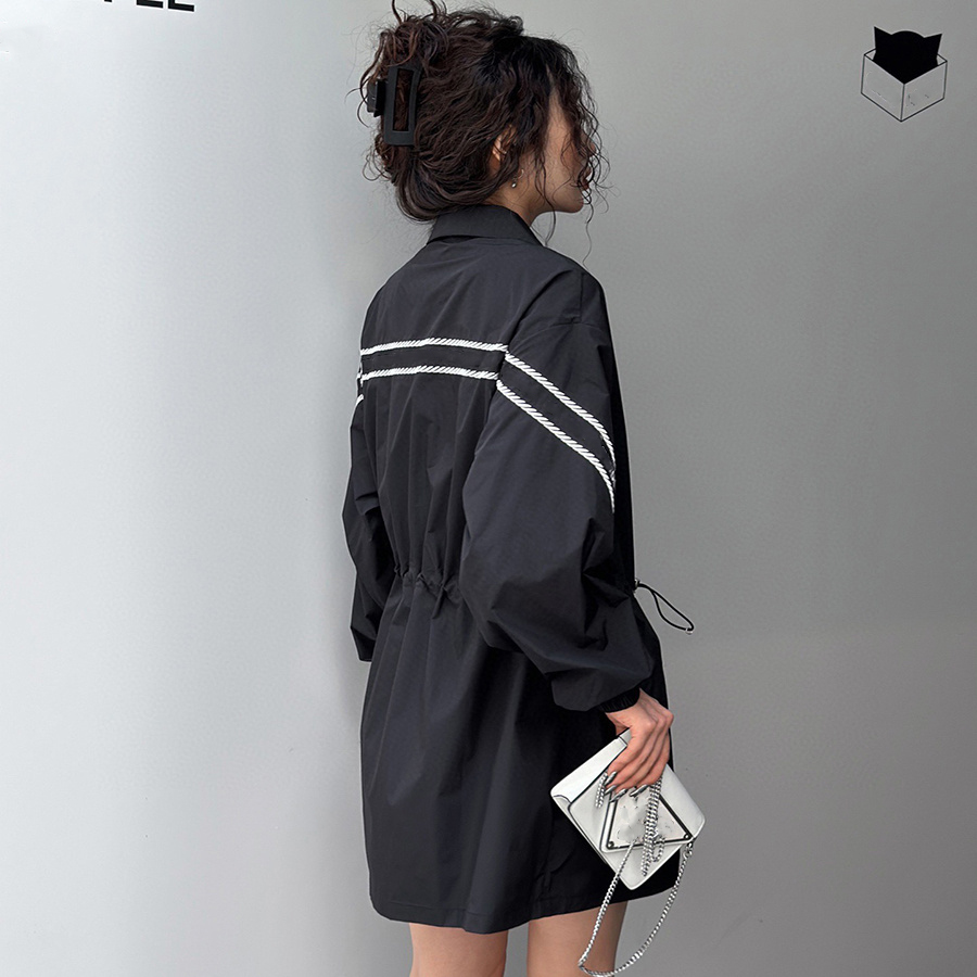 dresses for woman designer dress Hooded Windbreaker Waist Drawstring Classic Versatile Coat Temperament Slim Fit