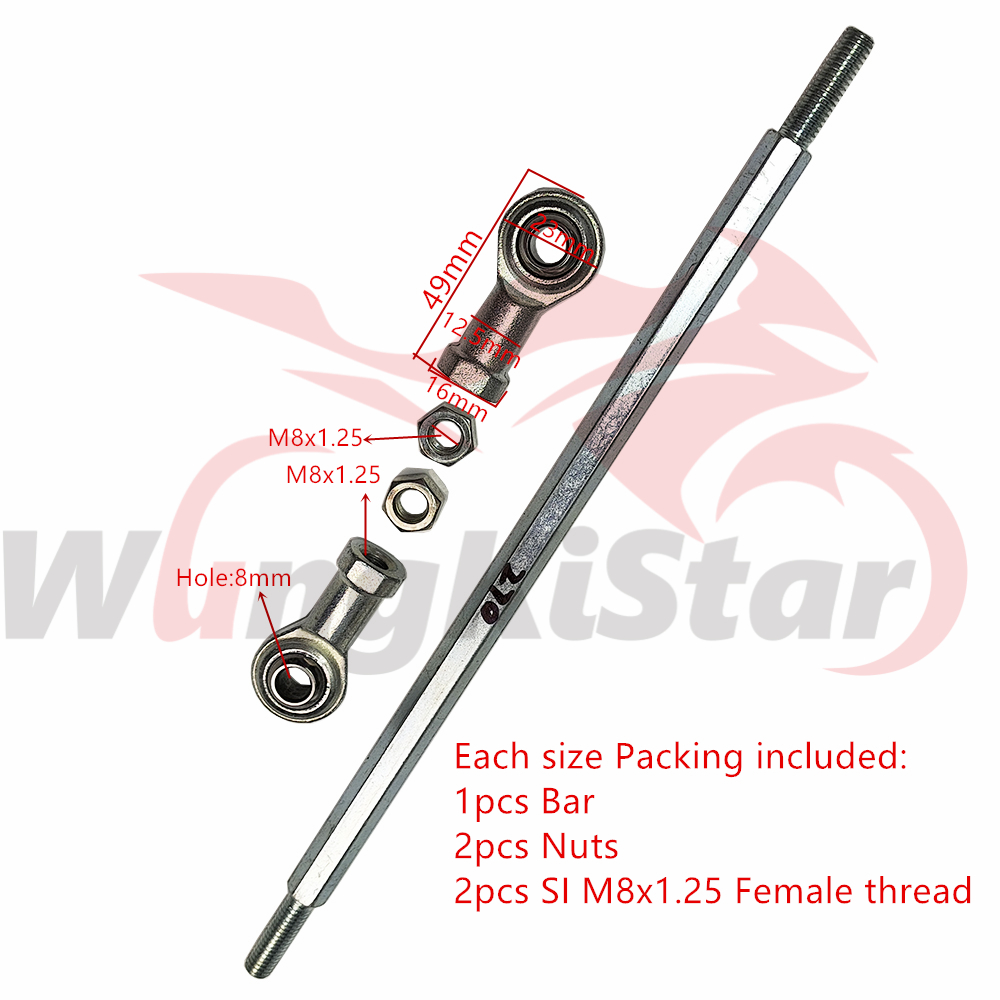 80mm-310mm Stuurstang Kit Kogelgewricht Ballen Joiner Bolt Binnenste Trekstang SI M8x1.25 Binnendraad Voor Motorcross Scooter Mini Kids ATV Go Kart Buggy Quad Dirt Pit Bike