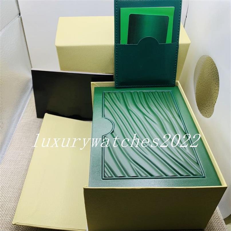 Usine fournisseur vert marque boîtes originales papiers cadeaux montres boîte en cuir sac livret carte pour 116610 116660 116710 116613 11650252e