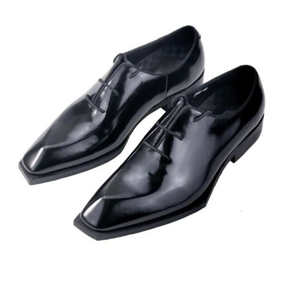 Chaussures habillées à bout carré et talon plat en cuir de vache pour hommes, Oxfords, chaussures d'affaires formelles, mocassins faits à la main