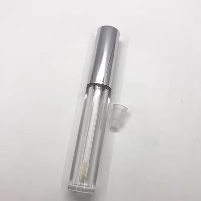 Clear Plastic Tube 3ml Cosmetic Eyelash Packaging Eyeline Refillable Container Lipgloss Tube Shiny Silver Lid Matte Silver Lid With Plug Portable Empty Bottles