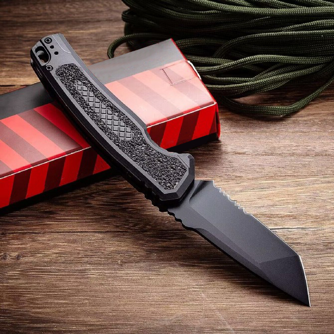 Specialerbjudande KS7105BLK Automatisk taktisk kniv 9Cr18Mov Black Titanium Coating Blade CNC Aviation Aluminiumhandtag utomhus camping EDC Pocket Knives