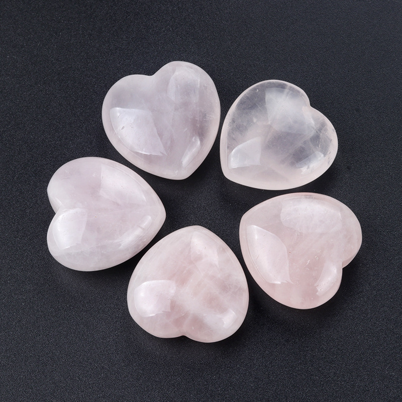 30mm Carved Love Heart Natural Rose Quartz Stone White Crystal Ornament Chakra Healing Reiki Beads For Jewelry Making DIY Gift Decoration