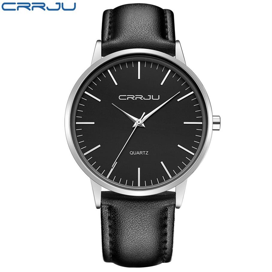 7mm Ultra Thin Thin Men's Watches Top Brand Luxury Crrju Men Quartz Watch Fashion Casual Sports Watches Business Leather Male Watc302a