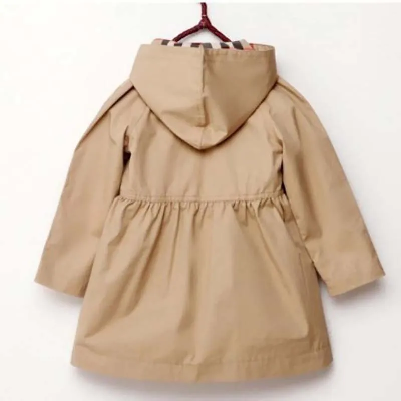 Nouveau bébé enfant manteau enfants 039s porter fille tranchée veste automne princesse solide longueur moyenne simple boutonnage coupe-vent bébé manteaux vêtements taille hauteur 100 CM-160 CM