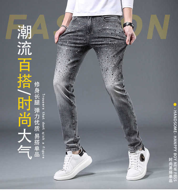 Mäns jeans designer high end trendiga varumärke Liu Nai Hot Diamond 2023 Autumn New Slim Fit mångsidig mode denim Pants 0umo