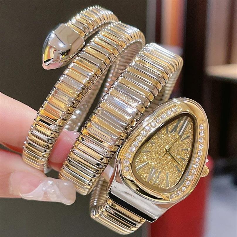 Todos os diamantes mulheres relógios cobra rosa pulseira de ouro relógios de pulso marca superior luxo designer relógio presente para senhora natal valentine268o