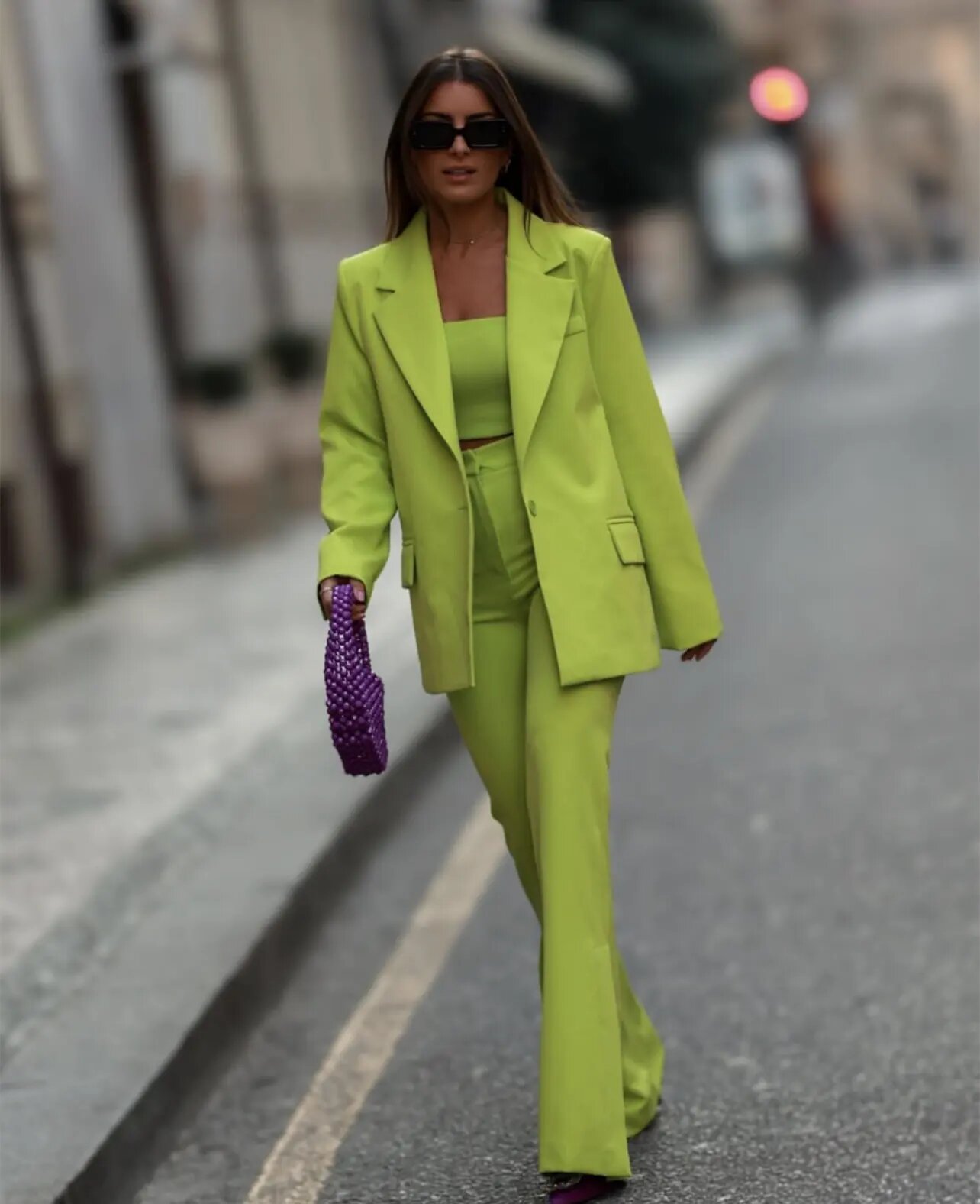 Summer Green Women Spodnie SPEIS 3 sztuki Panie Weddne Party Guest Wear Show Fashion Blazer Tuxedos