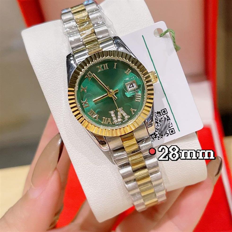 Moda luksusowe kobiety zegarki najlepsze marki projektantki Diamond Lady Watch 28 mm złoty sliver zegarki na rękę na damskie urodziny Christma2294