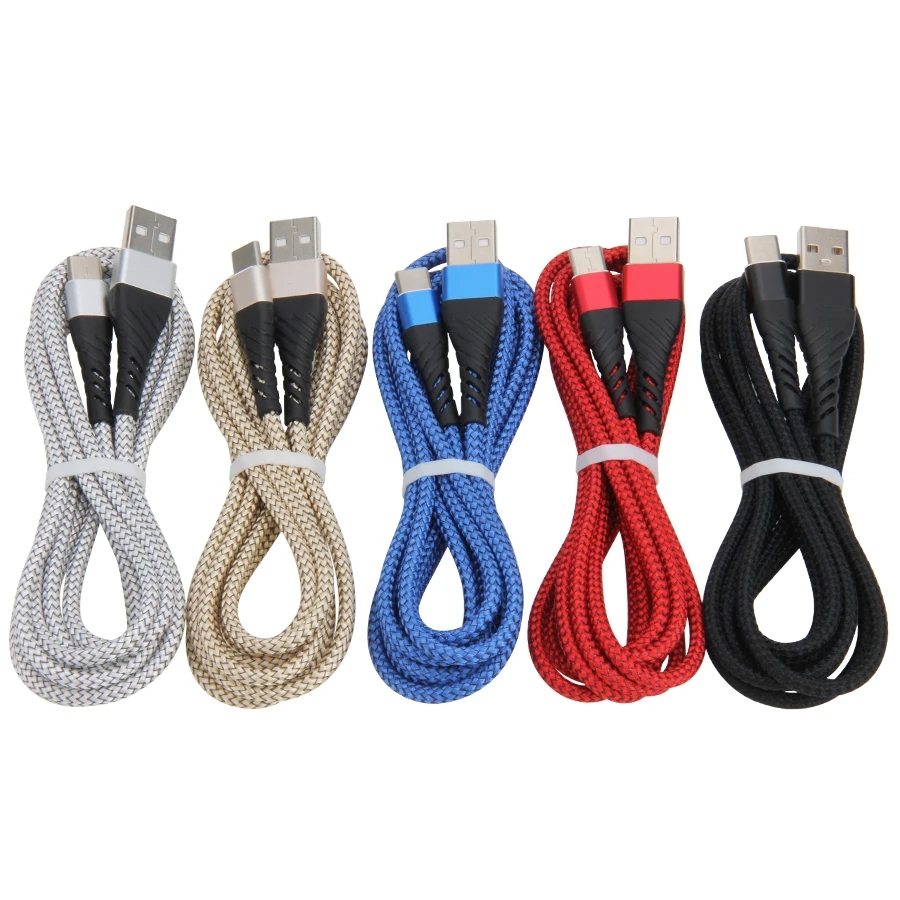 Nylon flätat tyg Micro USB C Typ C Data Sync Charger Cable för Samsung Huawei Xiaomi