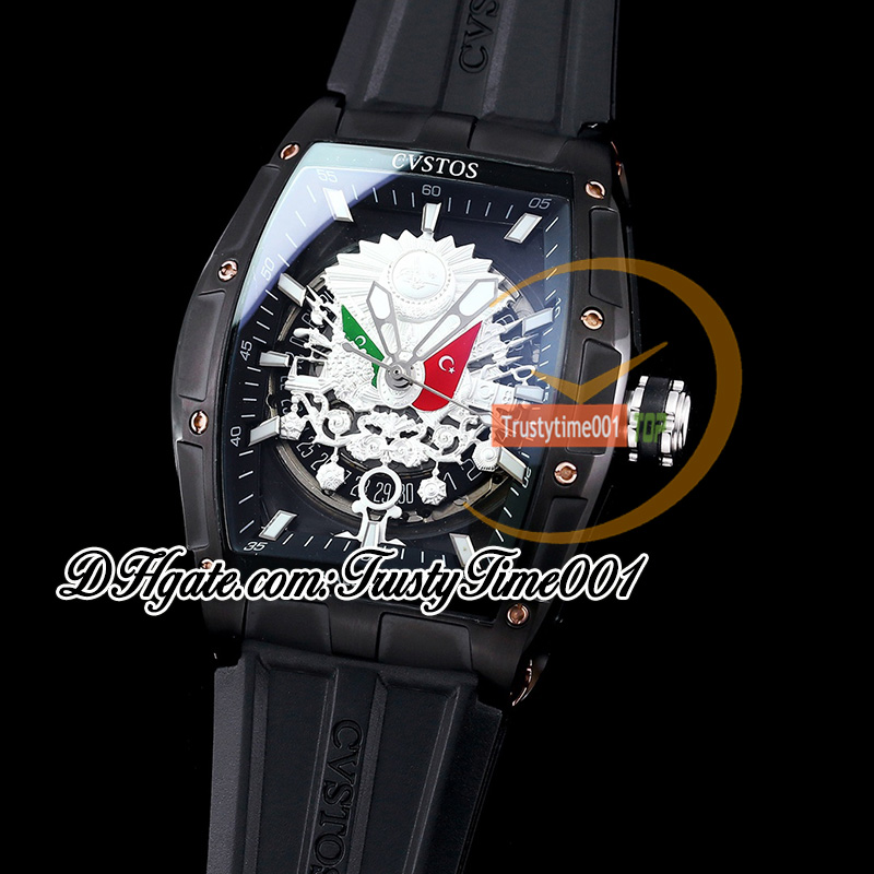 تحدي jetliner SL II Morocco Maroc Edition Mens Mens Watch Pvd Black Steel Case Seledon Siled Rubber Strap Limited Edition Hombre Watches TrustyTime001