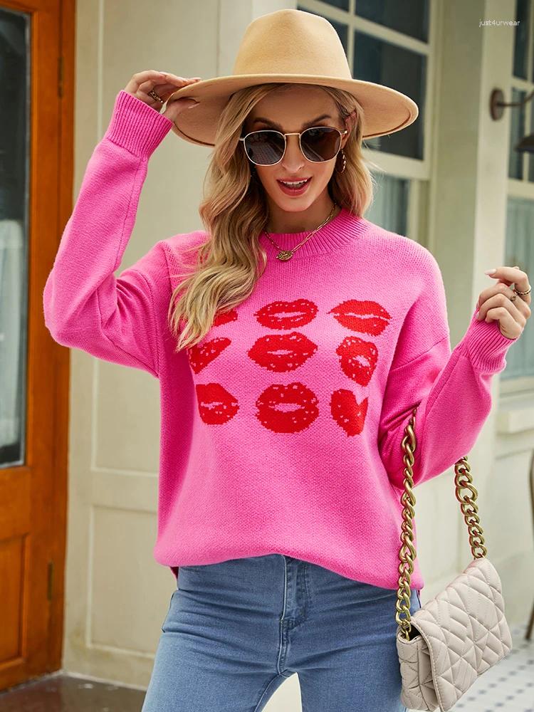 Neue Designerin Damen Pullover Lippen für Frauen Winter Kleidung Stricktimen Koreanische Mode schlanker Jumper Frau Kawaii Pullover zieht sich