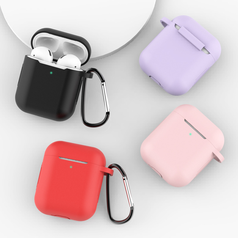 AirPods için Silikon Kulaklık Kılıfı 1/2 Gen Kapak Kılıfı Kablosuz Kulaklıklar Hook iPhone Kılıf Torbası Parmak İzi Sıçması ve Gri Kanıtı