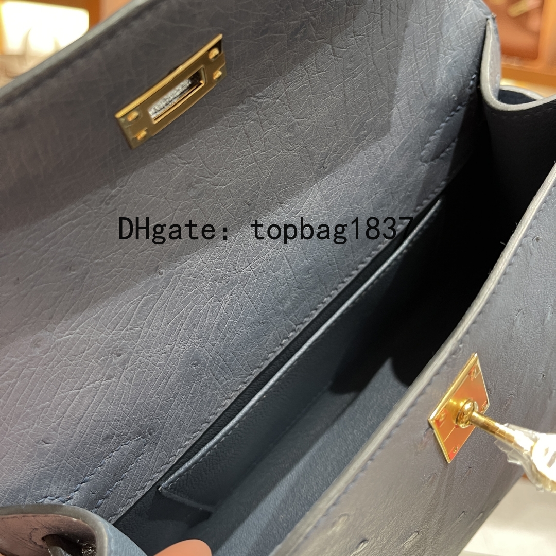 Designer handväskor väska 22 cm crossbody 10a spegel kvalitet yttre sömmar märke totalt handgjorda struts hud klassisk stor kapacitet begränsad upplaga mocka med låda